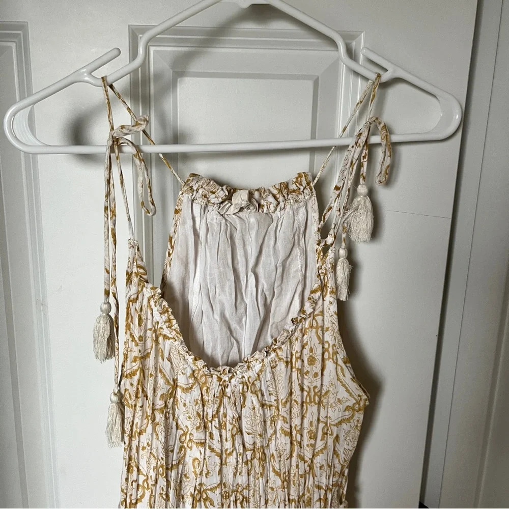 Floral maxi dress large white yellow adjustable straps summer wedding maternity - Picture 3 of 4